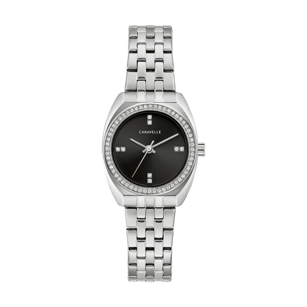 390032 CARAVELLE Stainless Steel with Black Dial Watch