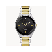 Load image into Gallery viewer, 420192 CARAVELLE Two-Tone Stainless-Steel, Black Face with 1 Diamond Watch
