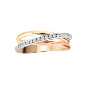 090007 10KT Tri Gold .15CT TW Diamond Ring