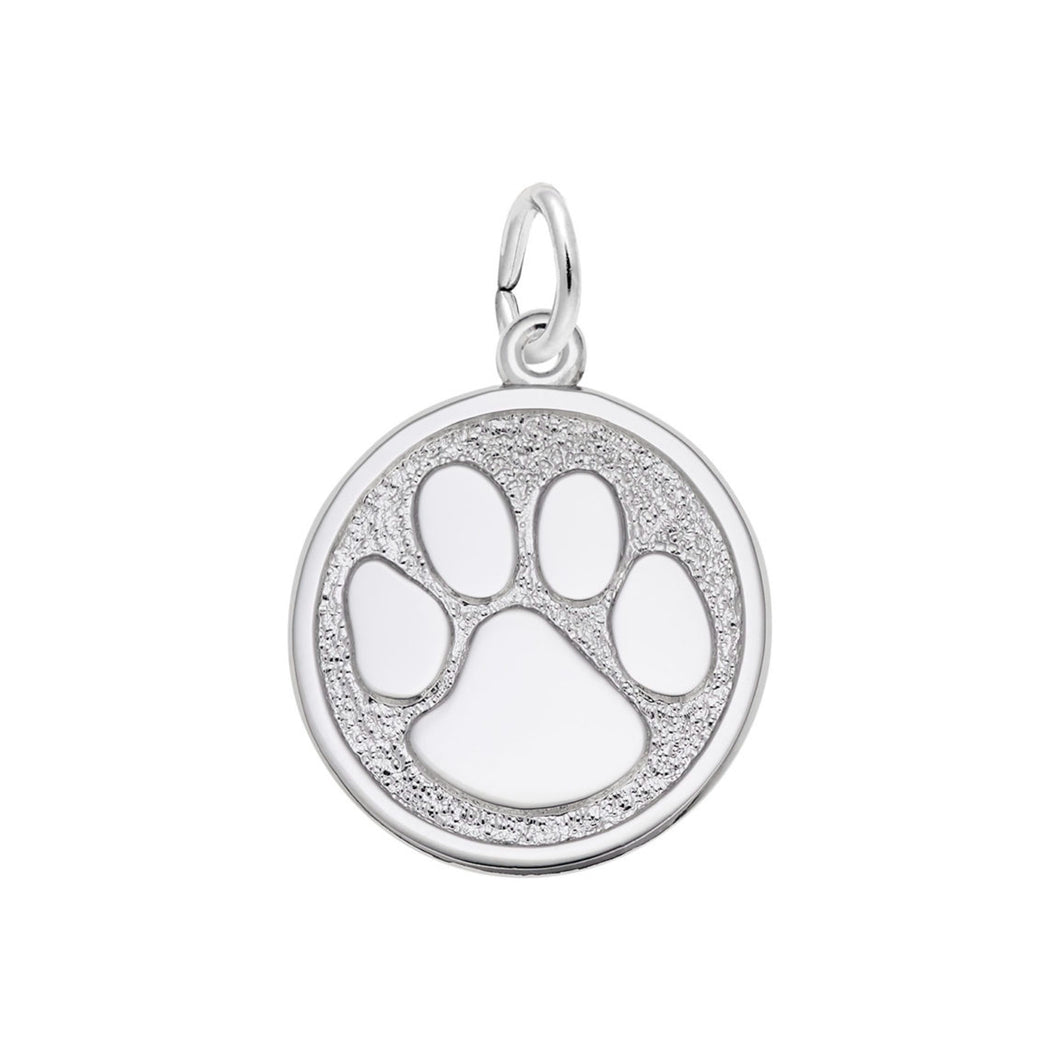 302615 Sterling Silver Small Paw Print Charm