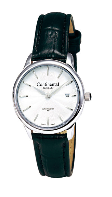 390069 Continental Geneve Stainless Steel Watch with Date, Textured Dial