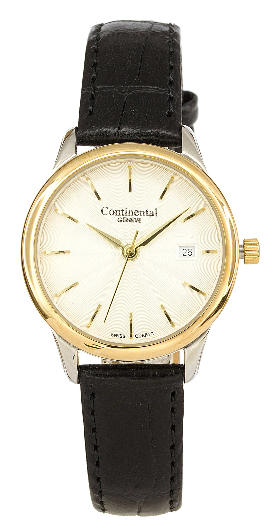 390057 Continental Geneve Two Tone Stainless Steel Watch with Date, Textured Dial