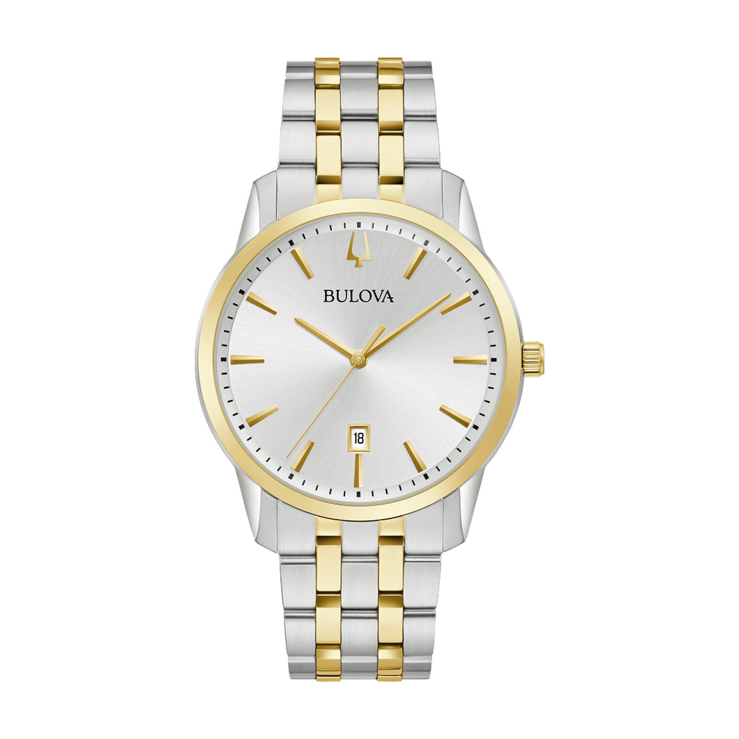 410069 BULOVA Stainless Steel 2 Tone Watch with Date