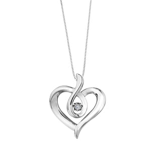 AM354 Sterling Silver .15CT TW Canadian Dancing Diamond Heart Pendant