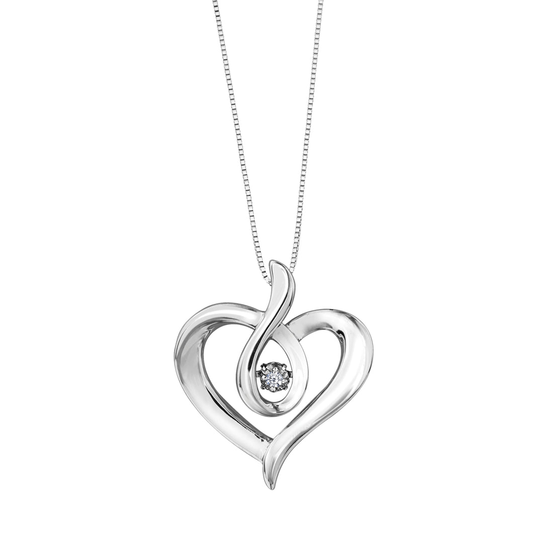 AM354 Sterling Silver .15CT TW Canadian Dancing Diamond Heart Pendant
