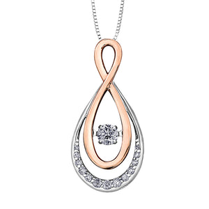 AM369WR OUT OF STOCK, ALLOW 3-4 WEEKS FOR DELIVERY 10KT White & Rose Gold Dancing .16CT TW Canadian Diamond Necklace