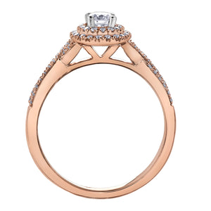 AM415R43 OUT OF STOCK PLEASE ALLOW 3-4 WEEKS FOR DELIVERY 10K Rose Gold .43CT TW Canadian Diamond Double Halo Ring