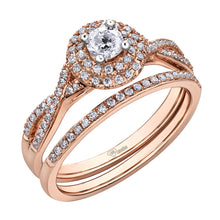 Load image into Gallery viewer, AM415R43 OUT OF STOCK PLEASE ALLOW 3-4 WEEKS FOR DELIVERY 10K Rose Gold .43CT TW Canadian Diamond Double Halo Ring
