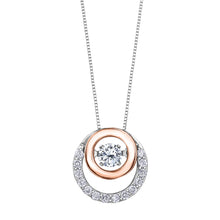 Load image into Gallery viewer, AM436 10KT White &amp; Rose Gold .21CT TW Dancing Canadian Diamond Pendant
