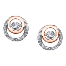 Load image into Gallery viewer, AM495WR20 10KT Rose &amp; White Gold .20CT TW Canadian Dancing Diamond Stud Earrings
