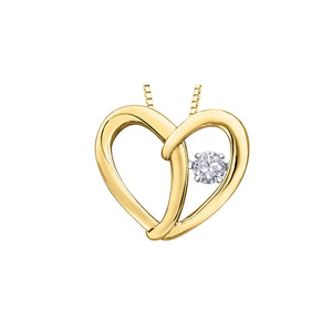 AM522 10KT Yellow & White Gold .09CT TW Canadian Diamond Heart Pendant