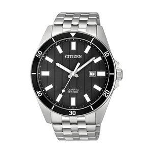 420087 CITIZEN® Quartz Stainless Steel Strap, Black Dial with Date Watch