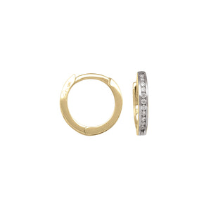 231204 10K Yellow Gold Cubic Zirconia Huggie Earrings