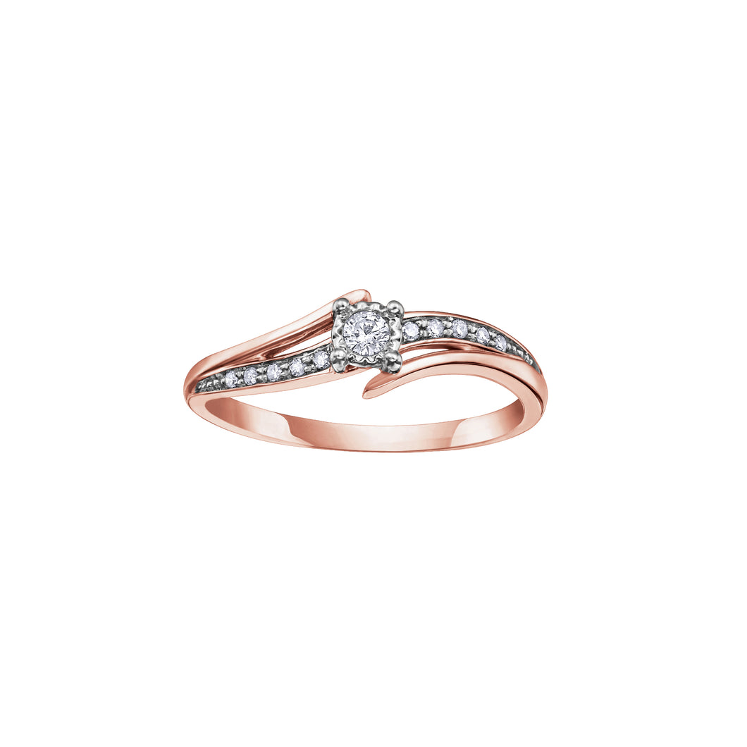 030027 10KT Rose & White Gold .10CT TW Diamond Ring