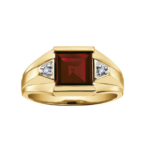 070034 10KT Yellow Gold Garnet & 0.03CT TW Diamond Ring