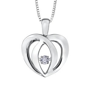 302833 OUT OF STOCK PLEASE ALLOW 3-4 WEEKS FOR DELIVERY Sterling Silver .05CT TW Dancing Diamond Heart Pendant