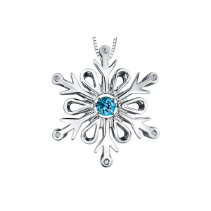 304346 OUT OF STOCK, PLEASE ALLOW 3-4 WEEKS FOR DELIVERY  Sterling Silver Snowflake with Genuine Dancing Blue Topaz Pendant