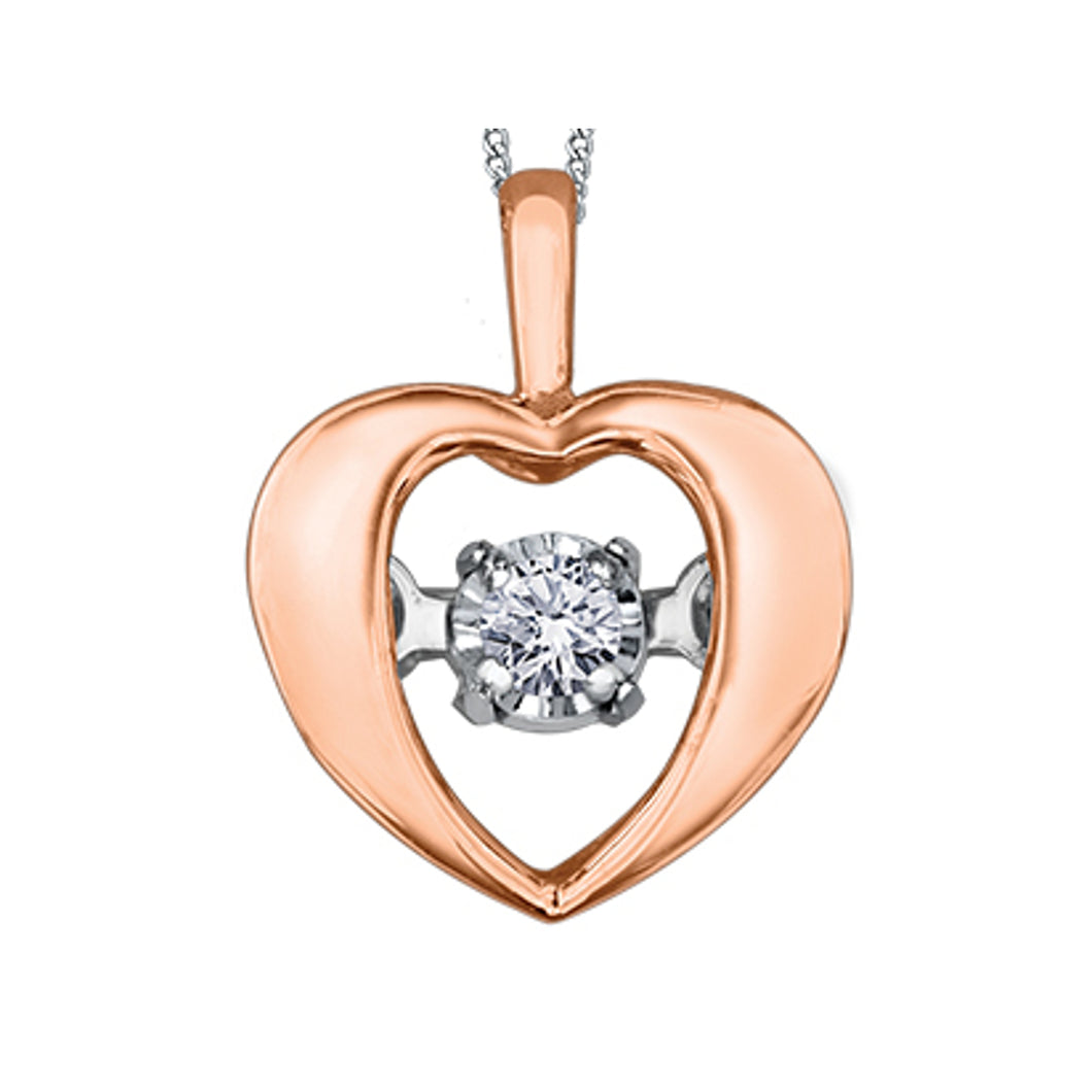 141045 10KT Rose & White Gold .02CT TW Dancing Diamond Heart Pendant