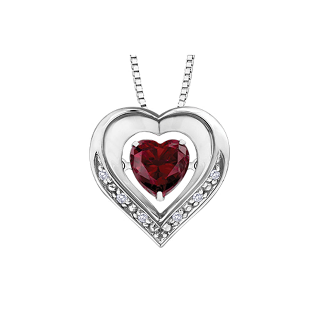 302834 OUT OF STOCK, PLEASE ALLOW 3-4 WEEKS FOR DELIVERY  Sterling Silver Created Ruby & .036CT TW  Diamond Heart Pendant