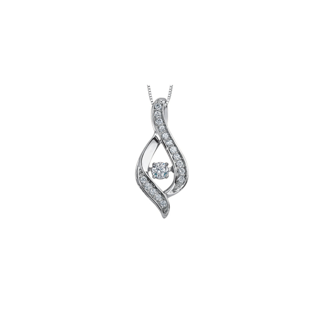 141634 10KT White Gold Dancing .25CT TW Diamond Pendant