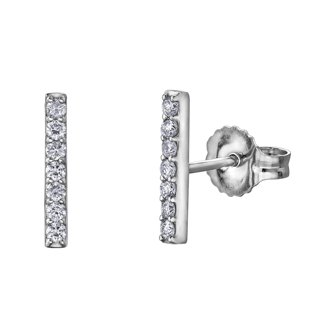 150700 10KT White Gold .14CT TW Diamond Bar Stud Earrings