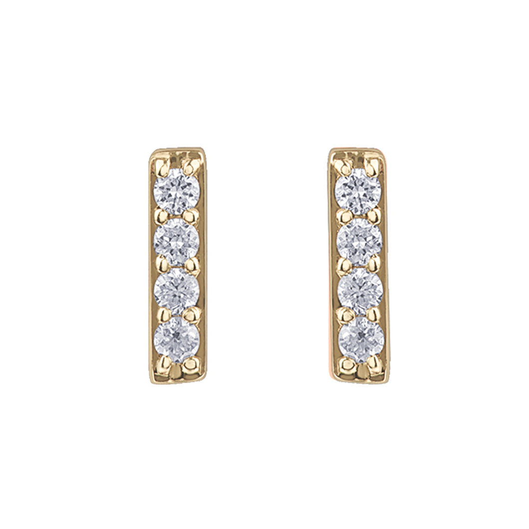 151060  10KT Yellow Gold .07CT TW Diamond Bar Stud Earrings