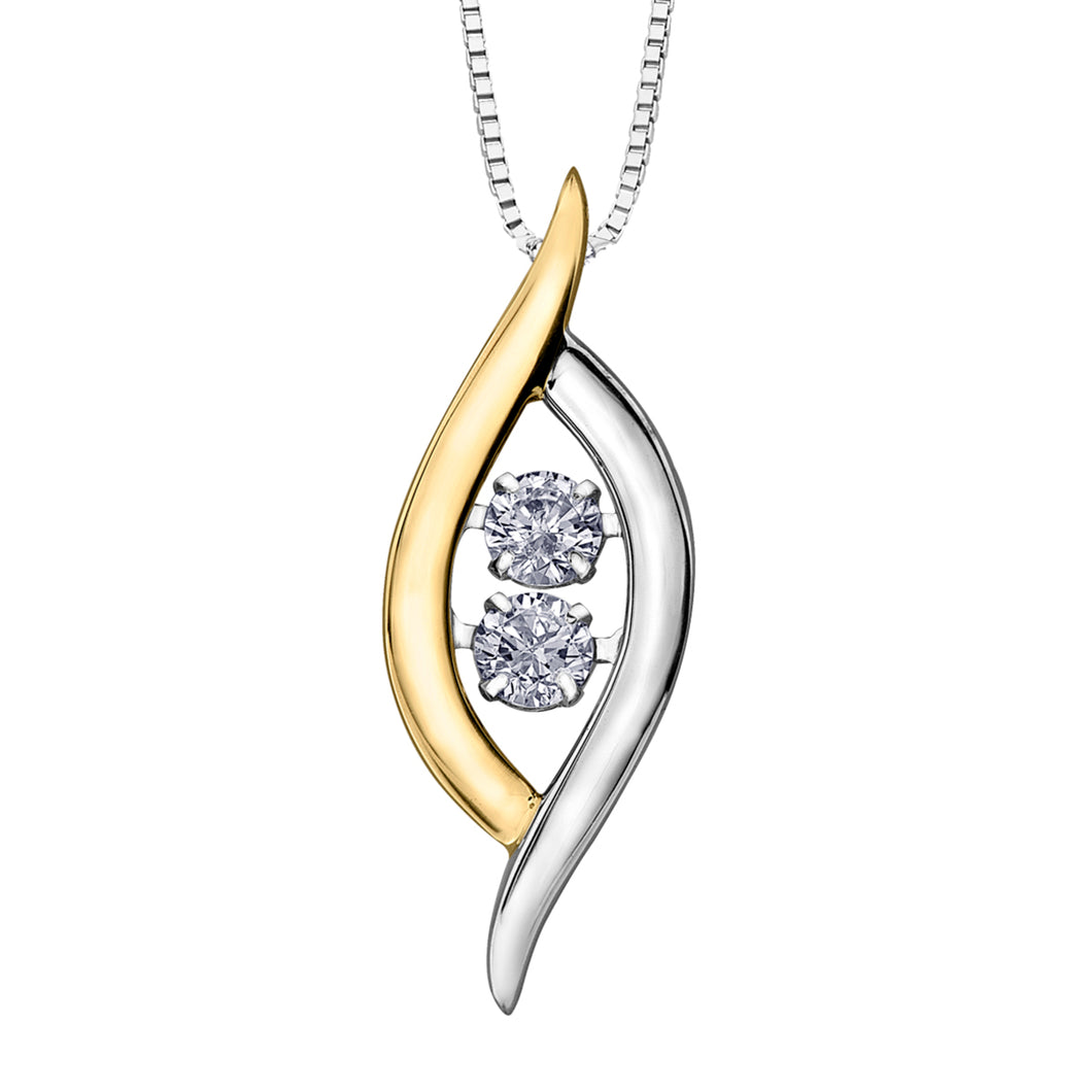 141053 OUT OF STOCK PLEASE ALLOW 3-4 WEEKS FOR DELIVERY 10KT White & Yellow Gold .02CT TW Dancing Diamond Pendant