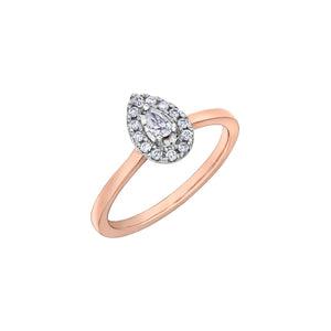 030178 10K Rose & White Gold .20CT TW Diamond Ring with Pear Center Diamond