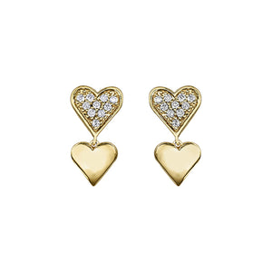 151148 10KT Yellow Gold .10CT TW Diamond Double Heart Earrings