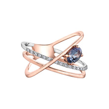 Load image into Gallery viewer, 060082 10KT Rose &amp; White Gold Tanzanite &amp; .06CT TW Diamond Ring

