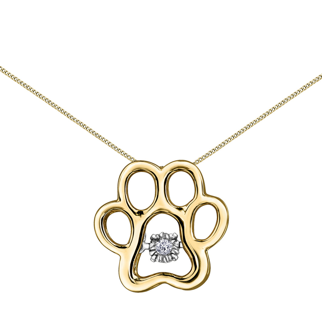 141065 OUT OF STOCK, PLEASE ALLOW 2-3 WEEKS FOR DELIVERY 10KT Yellow & White Gold .02CT TW Diamond Paw Print Pendant