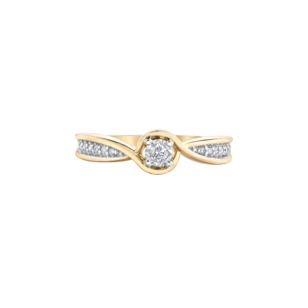 030019 OUT OF STOCK, PLEASE ALLOW 2-3 WEEKS FOR DELIVERY 10KT Yellow & White Gold .12CT TW Diamond Ring