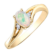 Load image into Gallery viewer, 060108 OUT OF STOCK, PLEASE ALLOW 3-4 WEEKS FOR DELIVERY 10KT Yellow Gold Opal &amp; 0.02CT TW Diamond Ring

