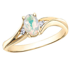 060108 OUT OF STOCK, PLEASE ALLOW 3-4 WEEKS FOR DELIVERY 10KT Yellow Gold Opal & 0.02CT TW Diamond Ring