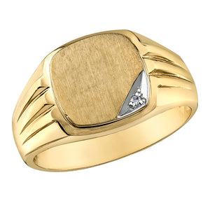 040067 10KT Yellow Gold 0.01CT TW Diamond Signet Ring