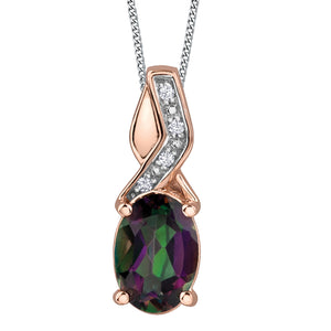 170059 OUT OF STOCK, PLEASE ALLOW 2-3 WEEKS FOR DELIVERY 10KT Rose & White Gold Mystic Topaz & 0.01CT TW Diamond Pendant