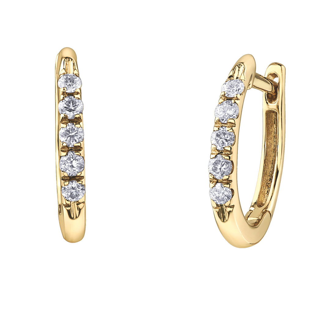 151042  10KT Yellow Gold 0.15CT TW Diamond Huggie Earrings