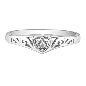 030146 10KT White Gold .02CT TW Diamond Heart Ring