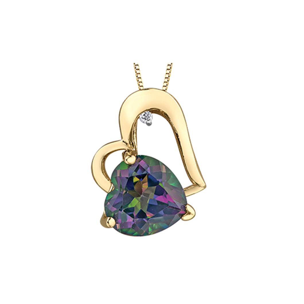 170163 OUT OF STOCK PLEASE ALLOW 3-4 WEEKS FOR DELIVERY 10KT Yellow Gold Mystic Topaz & 0.05CT TW Diamond Pendant