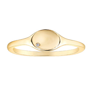 030221 OUT OF STOCK PLEASE ALLOW 3-4 WEEKS FOR DELIVERY 10KT Yellow Gold 0.002CT TW Diamond Signet Ring