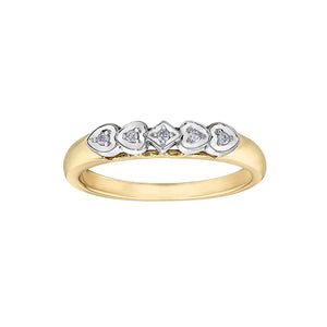 100036 10K Yellow & White Gold & 0.025CT TW Diamond Heart Band