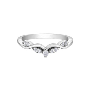 030201 10KT White Gold .11CT TW Diamond Chevron Ring