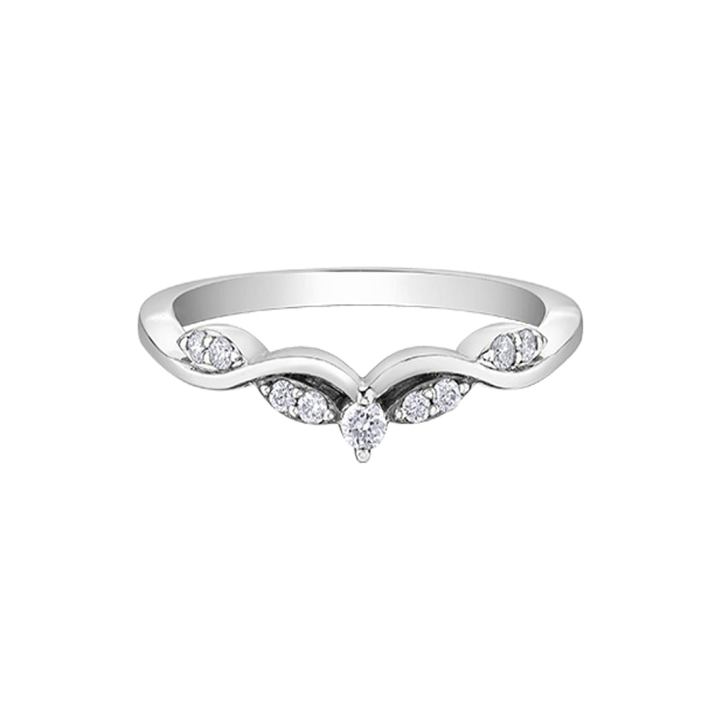 030201 OUT OF STOCK PLEASE ALLOW 3-4 WEEKS FOR DELIVERY 10KT White Gold .11CT TW Diamond Chevron Ring