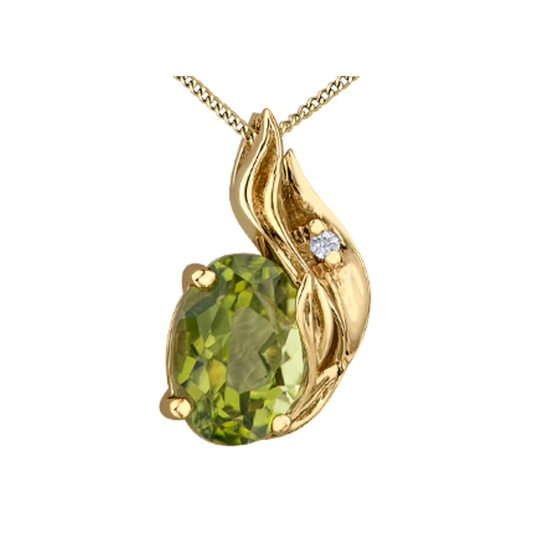 170104 OUT OF STOCK PLEASE ALLOW 3-4 WEEKS FOR DELIVERY 10K Yellow Gold with Diamond and Peridot Necklace