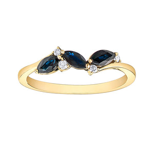 060104 10KT Yellow Gold Blue Sapphire & Diamond Ring