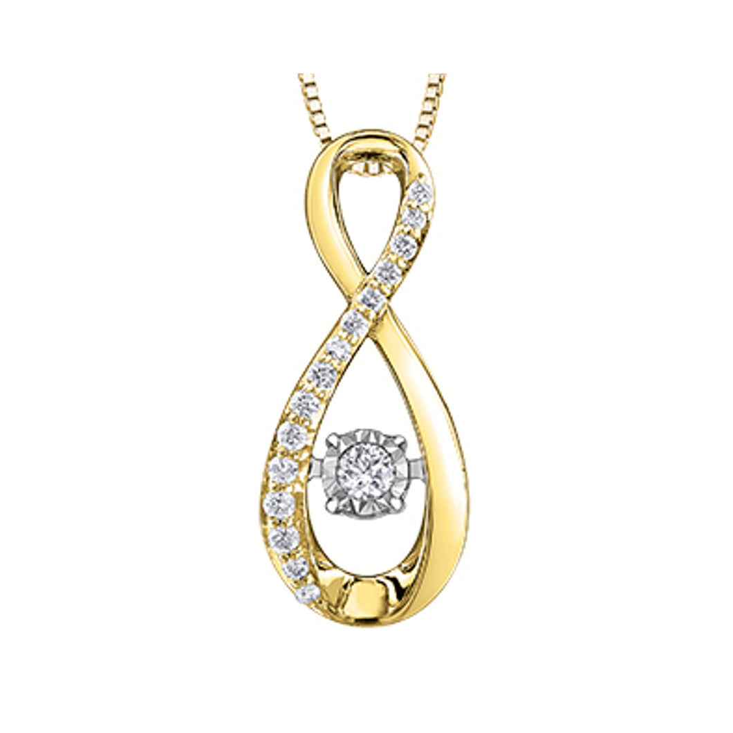 141567 10kt Yellow & White Gold .10CT TW Dancing Diamond Infinity Pendant