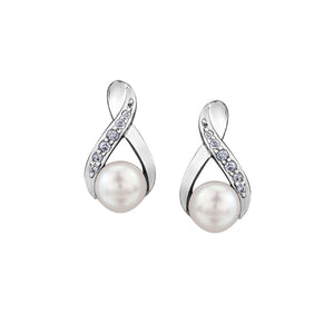 341256 OUT OF STOCK PLEASE ALLOW 3-4 WEEKS FOR DELIVERY 10K White Gold Pearl & Diamond Earrings