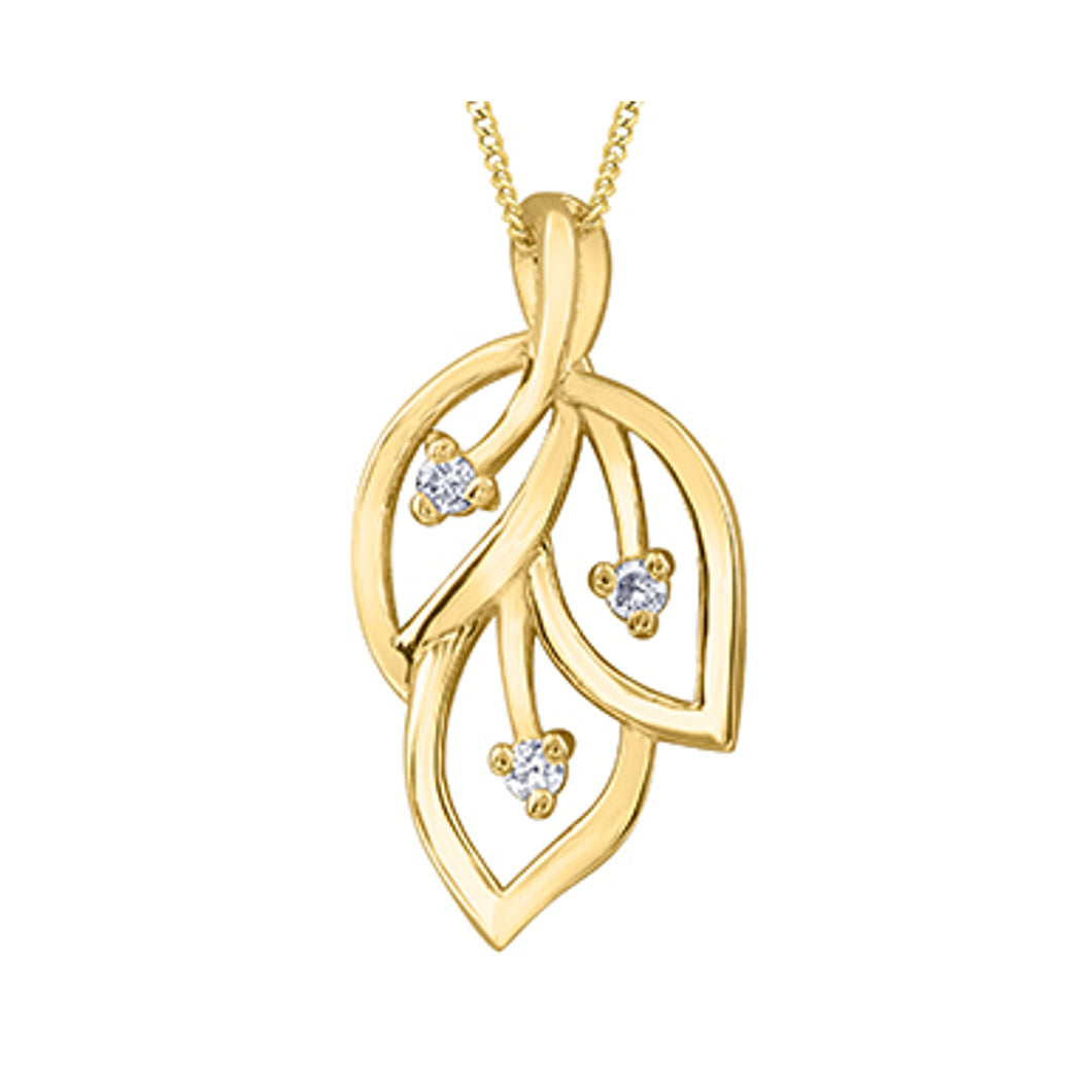141571 OUT OF STOCK PLEASE ALLOW 3-4 WEEKS FOR DELIVERY 10K Yellow Gold .03CT TW Diamond Leaf Pendant