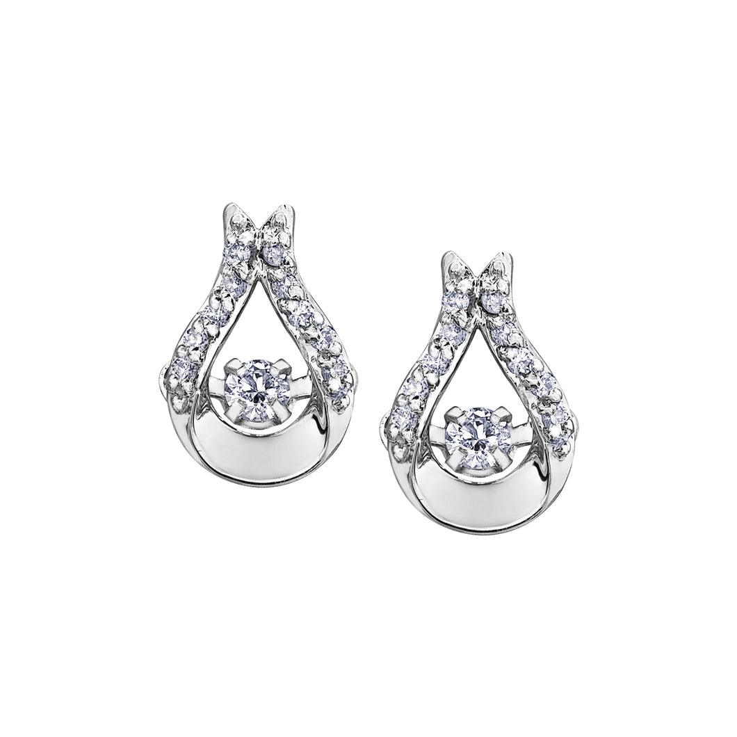 151088 10K White Gold .14CT TW Dancing Diamond Earrings
