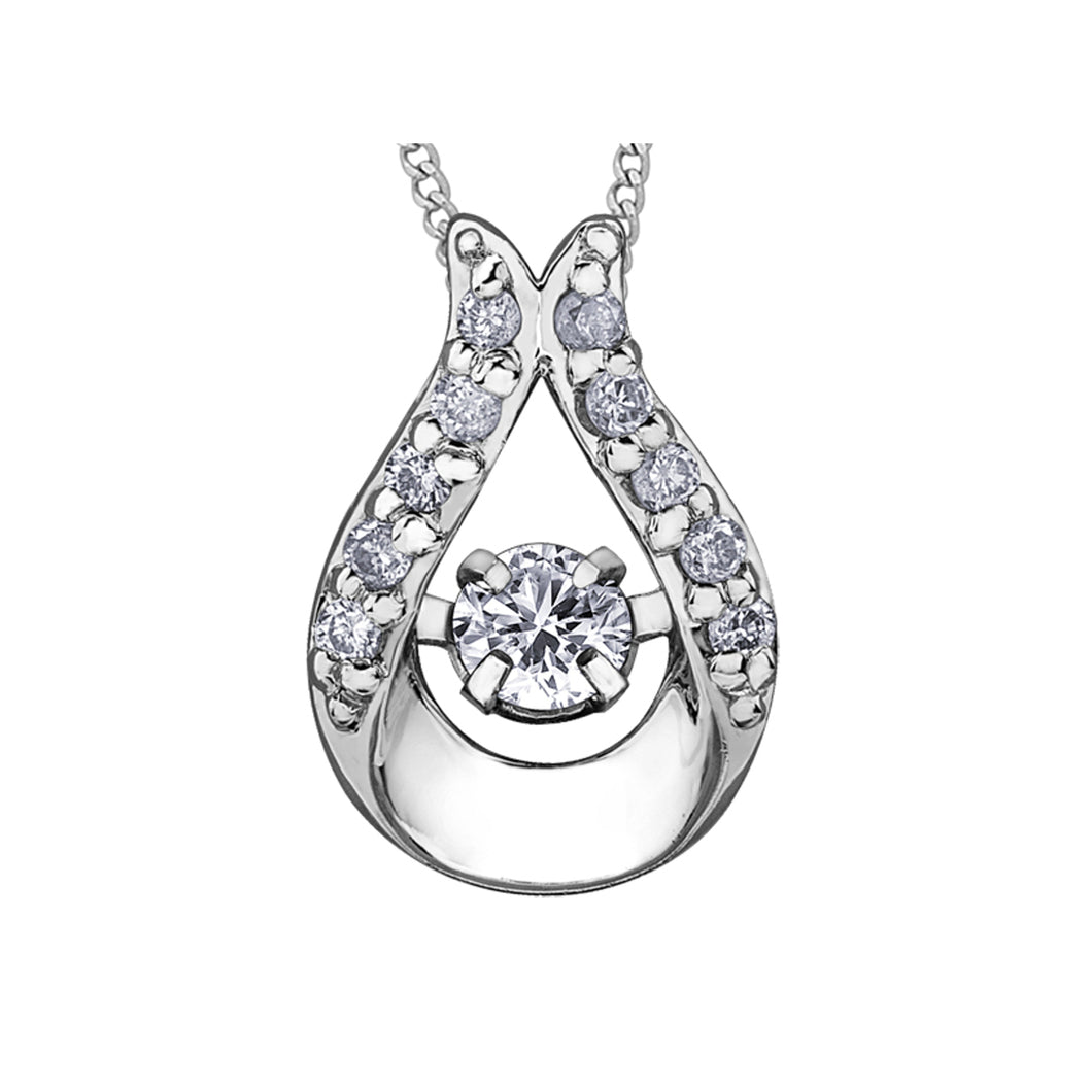 141585 OUT OF STOCK PLEASE ALLOW 3-4 WEEKS FOR DELIVERY 10K White Gold .12CT TW Dancing Diamond Pendant
